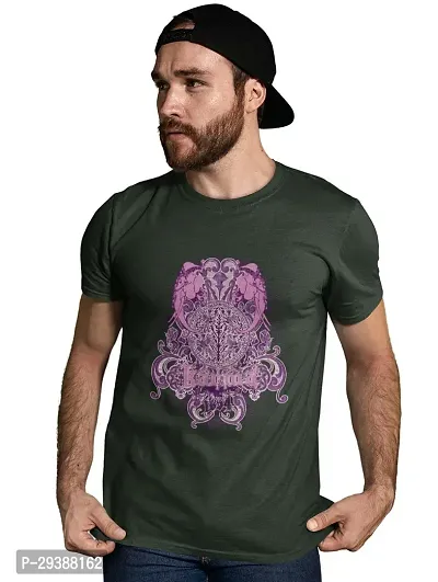 Reliable Green Cotton Blend Printed T-Shirt For Men