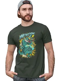 Reliable Green Cotton Blend Printed T-Shirt For Men-thumb2