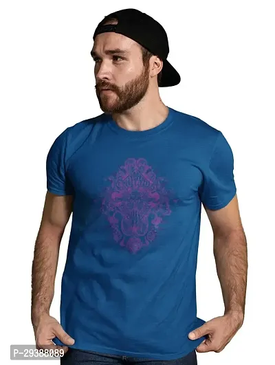 Reliable Blue Cotton Blend Printed T-Shirt For Men-thumb4