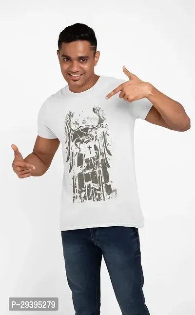 Reliable White Cotton Blend Printed T-Shirt For Men-thumb4