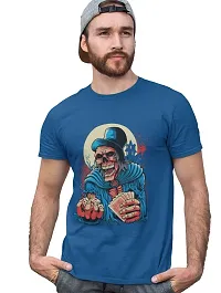 Reliable Blue Cotton Blend Printed T-Shirt For Men-thumb1