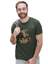 Reliable Green Cotton Blend Printed T-Shirt For Men-thumb3