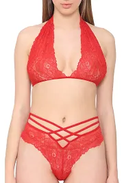 Stylish Red Self Pattern Lingerie Sets For Women-thumb3