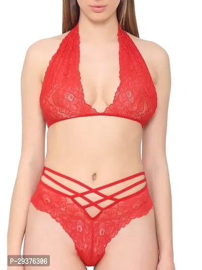 Stylish Red Self Pattern Lingerie Sets For Women-thumb4