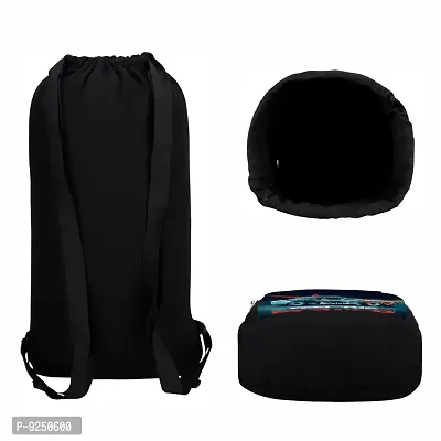 Benicia Race Car Print Cotton Canvas Tution Backpack / Exam Bag For Boys / Girls-thumb2