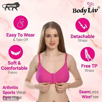 Body Liv Women Non Padded Non Wired Solid Front Open Bra Pack of 2-thumb2