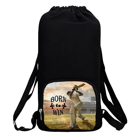 Benicia Born to Wine Quote Print Cotton Canvas Tution Backpack / Exam Bag For Boys / Girls