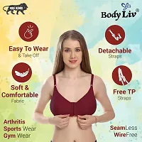 Body Liv Women Non Padded Non Wired Solid Front Open Bra Pack of 2-thumb1