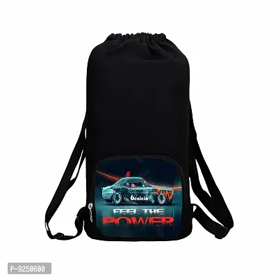 Benicia Race Car Print Cotton Canvas Tution Backpack / Exam Bag For Boys / Girls
