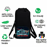 Benicia Race Car Print Cotton Canvas Tution Backpack / Exam Bag For Boys / Girls-thumb3