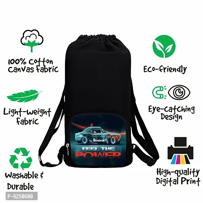 Benicia Race Car Print Cotton Canvas Tution Backpack / Exam Bag For Boys / Girls-thumb4