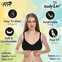 Body Liv Women Non Padded Non Wired Solid Front Open Bra Pack of 2-thumb2