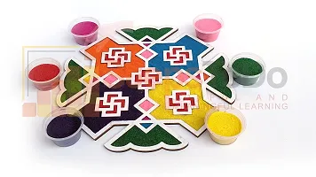 StepsToDo Reusable Rangoli Template Mat with Wooden Base. Easy to Use. Just Fill It Up With Rangoli, Flowers, Pulses. Traditional Art with Modern Day Ease of Use. (11.5 Inch) (Design G)-thumb2