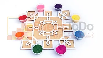 StepsToDo Reusable Rangoli Template Mat with Wooden Base. Easy to Use. Just Fill It Up With Rangoli, Flowers, Pulses. Traditional Art with Modern Day Ease of Use. (11.5 Inch) (Design H)-thumb1