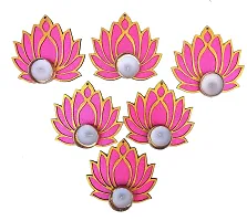 StepsToDo Set of 12 Golden Lotus Wooden Cutout with Diya. Pink Lotus with Diya Holder with Tea Light Candle/Diya and Golden Candel/Diya Holder.-thumb4