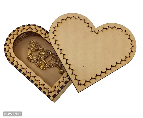 OiDelight Heart Shaped Wooden Box For Gift, Chocolate Jewelry Storage. Elegant Designer Decorative Art. 5 inch. Unique Gift Idea. Can be Painted. Made in India (2)-thumb0