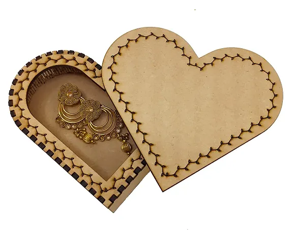 OiDelight Heart Shaped Wooden Box For Gift, Chocolate Jewelry Storage. Elegant Designer Decorative Art. 5 inch. Unique Gift Idea. Can be Painted. Made in India (2)