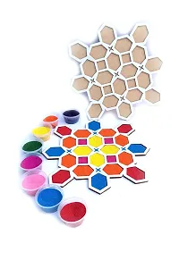 StepsToDo Reusable Rangoli Template Mat with Wooden Base. Easy to Use. Just Fill It Up with Rangoli, Flowers, Pulses. Traditional Art with Modern Day Ease of Use. (11.5 Inch) (Design F)-thumb1
