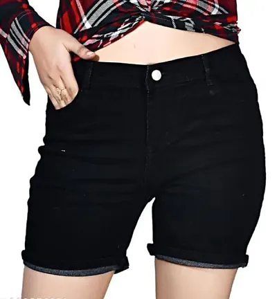 SENDIPO Denim Stretchable High Waist Casual Women Shorts