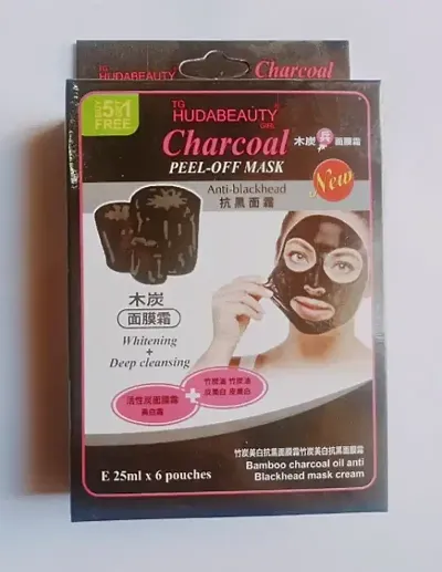 Charcoal Peel Off Mask Cream For Removeal Of Back Heads Tightens Pores and Deeply Cleanses Skin Pack of 1-6