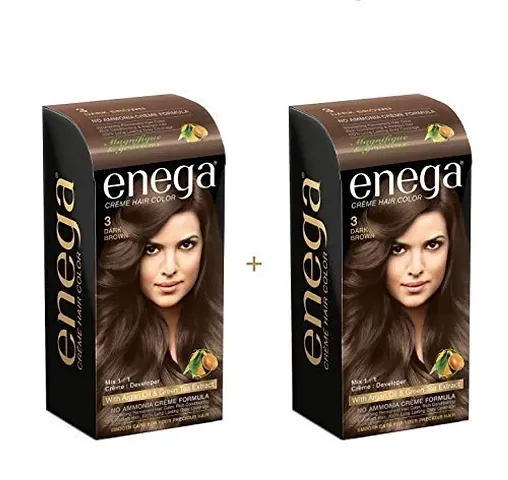 Enega Dark Brown Cream Hair Color 120ML Hair Color (Pack Of 2)