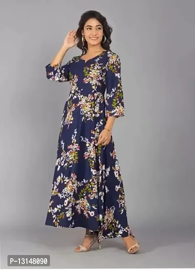 FabRay Women Printed Gown Kurta Rayon Printed Maxi Long Gown-MULI-11-S-thumb2