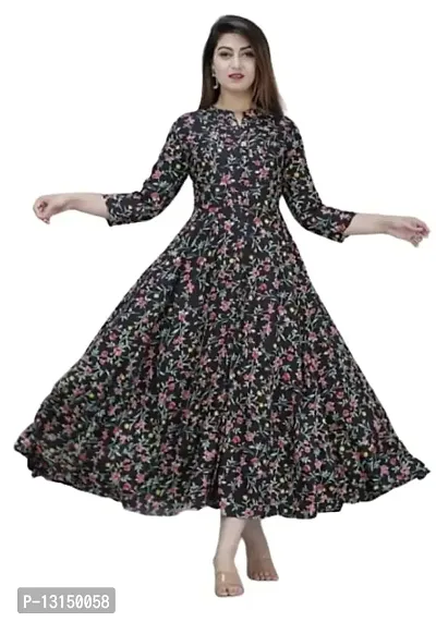 FabRay Women Printed Gown Kurta Rayon Printed Maxi Long Gown-MULI-1-2XL