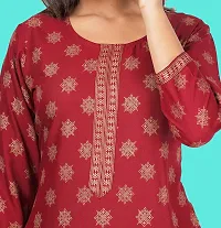 Women Rayon Gold Foil Printed Straight Kurta Palazzo Set with Round Neck in 3/4 Sleeve for Casual Party  Festival Wear Set for Girls-thumb4