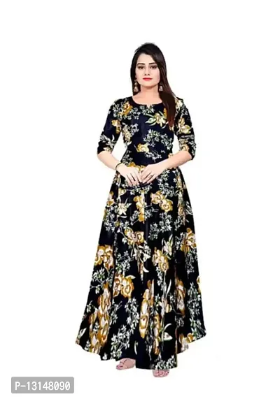 FabRay Women Printed Gown Kurta Rayon Printed Maxi Long Gown-MULI-11-S-thumb0