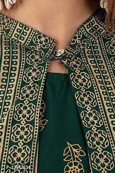 FabRay Women Rayon Printed Stylish Anarkali Kurta with Stylish Jacket Look Like Gorgeous, Festive, Causal, Work (Small, Green)-thumb4