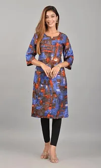 FabRay Rayon Printed Straight Regular Fit Kurti for Women's & Girls (Small, Multicolor)-thumb2