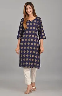 FabRay Rayon Printed Straight Regular Fit Kurti for Women's & Girls (XL, Blue)-thumb1