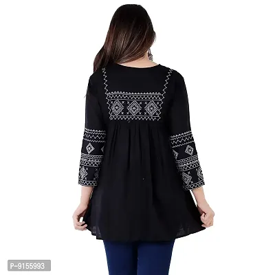 Shoppy Assist Women's Stylish Trendy Casual Embroidered Regular Fit for Girls and Women 3/4th Sleeve Top-thumb3