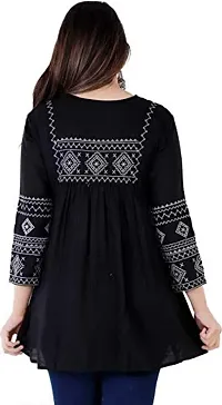 MOLISHA Women's Rayon Embroidered Regular Fit Tops (Black, 3XL)-thumb1