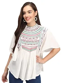 Glamcci Women's Embroidery Kaftan Top (White, Large)-thumb2