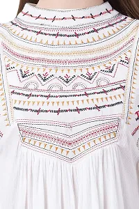 Ashine Women's Casual Flared Sleeve Embroidered Riyon Latest Stylish Western Top (M, White)-thumb4