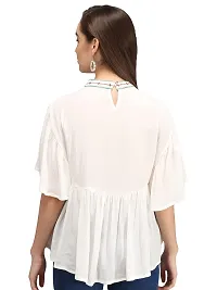 Glamcci Women's Embroidery Kaftan Top (White, Large)-thumb1