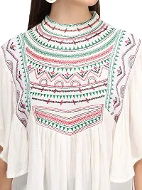 Glamcci Women's Embroidery Kaftan Top (White, Large)-thumb4