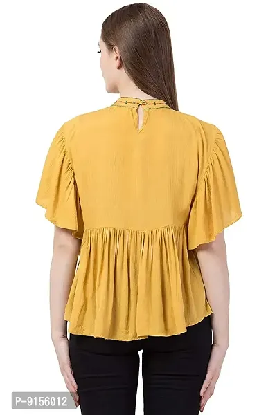 Women TOP KAPTAN (Medium, Yellow)-thumb3