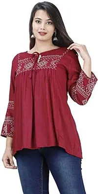 Womens Rayon Regular Kurta (1_Maroon_2XL)-thumb3