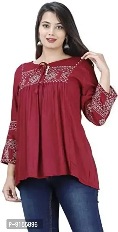 Womens Rayon Regular Kurta (1_Maroon_2XL)-thumb4