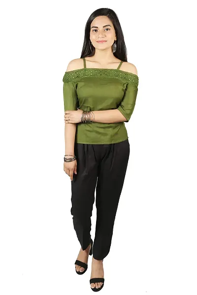 IB STYLES Women's Stylish Off Shoulder Top with Pant Set Regular Wear