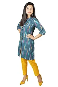 IB STYLES Women' s Slim fit Cotton Kurti Rayon Pant Combo Pack Ladies Kurti Trouser (Blue - X-Large)-thumb4