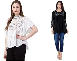 Shoppy Assist Women's Casual Trendy Embroidered Fusion Top- Combo Pack(2) with Loose fit Kaftan Tops-thumb1