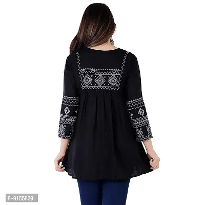 Women's Stylish Casual Embroidered Regular Fit 3/4th Sleeve Top-thumb5