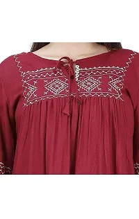 Women's Rayon Printed Short Kurta Top (XX-Large, MAHROON, 2X_l)-thumb2