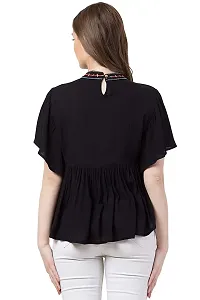 Women's Casual Flared Sleeve Embroidered Riyon Latest Stylish Western Top-thumb1