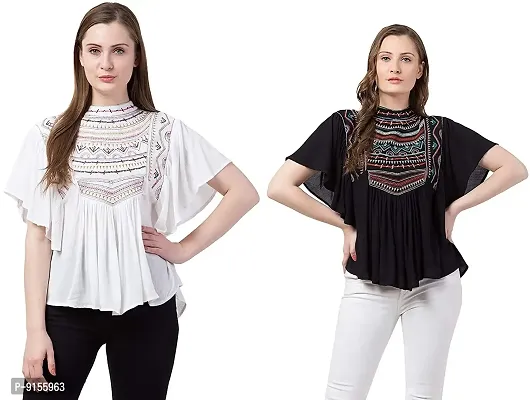 Women's Tops (RNS-107-109-155_Black  White_Large)