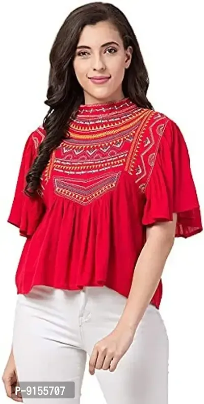 IB STYLES Women's Casual Trendy Embroidered Fusion Top