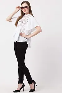 White Embroidery Ruffle top, Small-thumb1